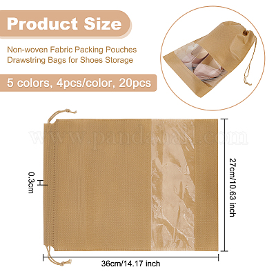20 шт. 5-х цветные нетканые упаковочные мешочки со шнурком для хранения обуви ABAG-OC0001-08-1