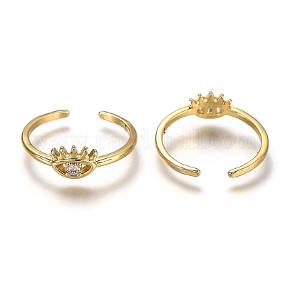 Латунные кольца из манжеты с прозрачным цирконием RJEW-C100-07G-1