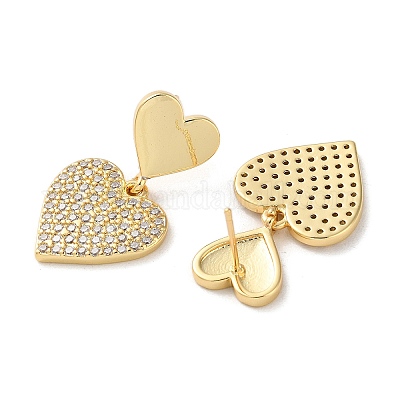 Женские серьги-гвоздики из латуни с прозрачным фианитом EJEW-M258-13G-1