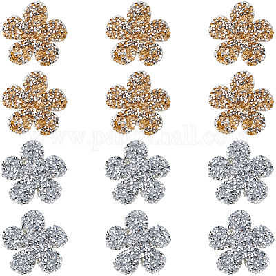12 шт. 2-х цветные стразы-цветы с горячей фиксацией DIY-CP0009-64-1