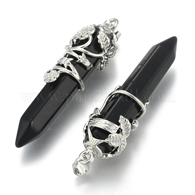 Подвески из натурального окрашенного и нагретого черного агата с острыми концами G-O164-02-P04-1