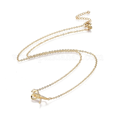 Ожерелья с подвесками из латуни с прозрачным кубическим цирконием NJEW-R256-04-1