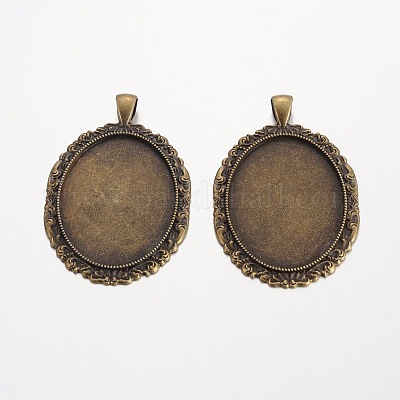 Овальной сплав тибетский стиль сеттинги кабошон большой кулон PALLOY-K109-65AB-NR-1