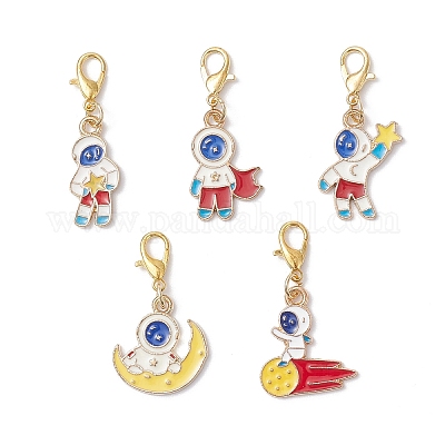 Подвесные украшения из эмалевого сплава в виде космического человека HJEW-JM04117-1