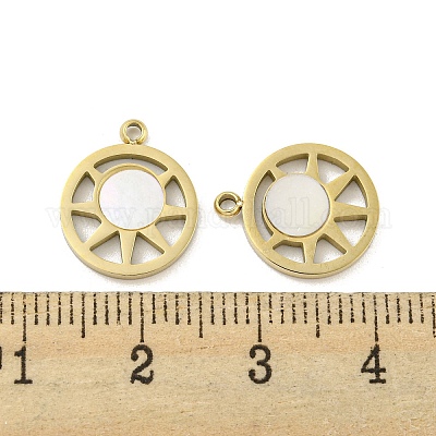 Ракушка из нержавеющей стали 304 с плоским круглым узором и подвесками в виде солнца STAS-P356-44G-1