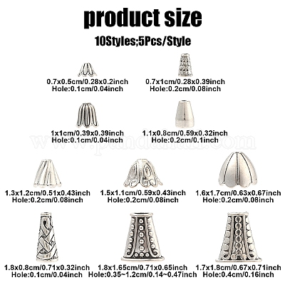 50 шт. 10-х стилевые тибетские сплавные многолепестковые колпачки для бусин TIBE-YW0001-77-1