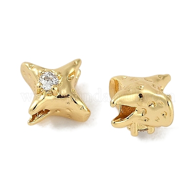 Латунные микро проложить кубического циркония бусы KK-P283-21G-1