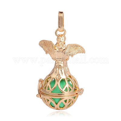 Позолоченные латунные полые круглые подвески KK-J251-10G-1