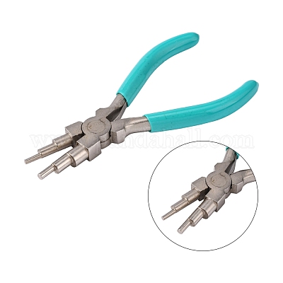 6-in-1 Bail Making Pliers, 45# Carbon Steel 6-Step Multi-Size Wire Looping  Forming Pliers, Ferronickel, for Loops and Jump Rings, Turquoise, Loop