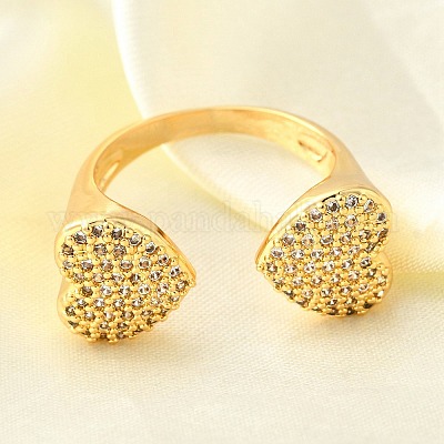 Открытые манжеты из латуни с микропаве и цирконием для женщин RJEW-K292-04G-1