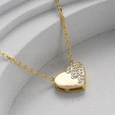 925 серебряное ожерелье с подвеской в виде сердца из микропаве из прозрачного кубического циркония для женщин NJEW-D316-04G-1