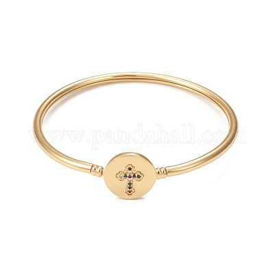 Браслеты из латуни с микропаве из кубического циркония BJEW-E071-21G-01-1