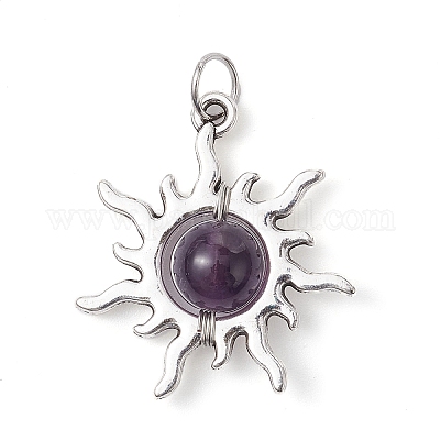 Круглые подвески из натурального смешанного камня PALLOY-JF02473-1