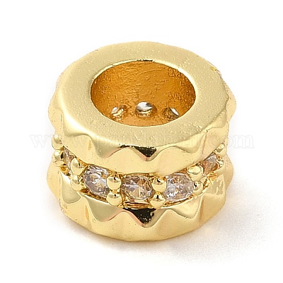 Реечное покрытие латунь микро паве кубический цирконий европейские бусины KK-M248-04G-1