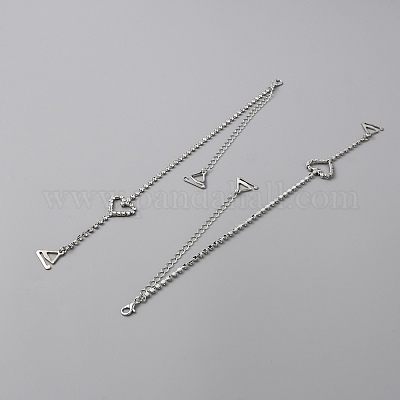 Регулируемые бретельки бюстгальтера со стразами и цепочкой из сплава в форме сердца DIY-WH0304-739P-1