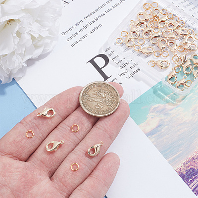 30 шт. латунный карабин с 30 шт. открытых соединительных колец KK-GO0001-16-1