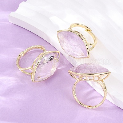 Кольца-манжеты из натурального аметиста с конским глазом RJEW-M076-04G-05-1