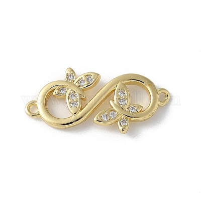 Шармы-соединители из латуни с микропаве из прозрачного кубического циркония KK-Q044-01E-G-1