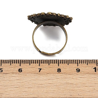 Старинные регулируемые железные компоненты цветок палец кольцо сеттинги ободок сплав кабошон PALLOY-O036-01AB-NF-1