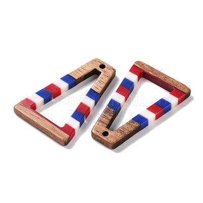 Подвески из непрозрачной полосатой смолы и орехового дерева в честь Дня независимости RESI-U010-02K-1