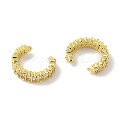 Женские серьги-манжеты из латуни с микропаве и прозрачным цирконием EJEW-I305-09G-1