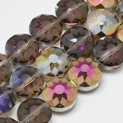 Стеклянные бусины с гальваническим покрытием  EGLA-Q084-12mm-01-1