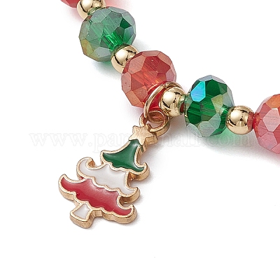 Рождественские тематические браслеты из стеклянного бисера BJEW-TA00540-1
