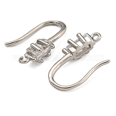Крючки для серег из латуни с прозрачным фианитом KK-R149-20P-1