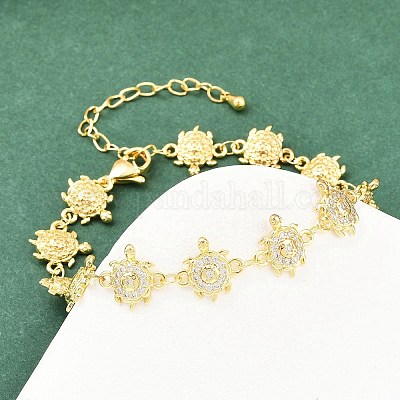 Латунные браслеты-цепочки с микропаве из прозрачных кубических цирконий для женщин BJEW-A090-11B-G-1