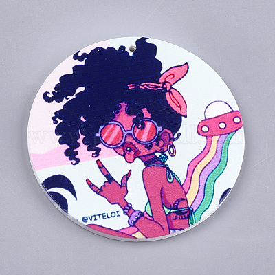 Печатные деревянные большие подвески WOOD-S048-30-1