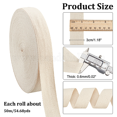 Wholesale NBEADS 54.68 Yards(50m)/Roll Cotton Tape Ribbons 