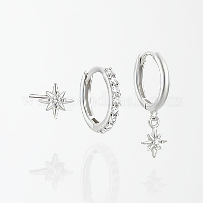 Комплект из 3 серьги-звезды из стерлингового серебра OS0022-2-1