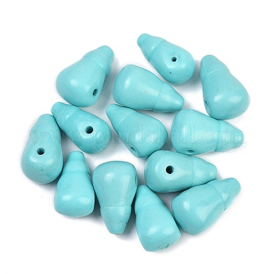 Окрашенные синтетические бирюзовые бусины гуру с 3 отверстием G-C198-01A-03-1