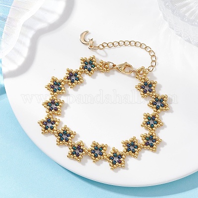 Браслеты из стеклянных бусин в форме звезд BJEW-MZ00260-1