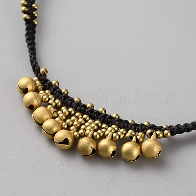 Богемный стиль латунные ножные браслеты с колокольчиками и кисточками AJEW-WH0070-50A-1