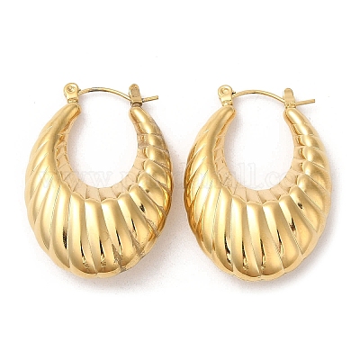 Толстые серьги-кольца из нержавеющей стали 304 с ионным покрытием (IP) EJEW-Z022-07G-1