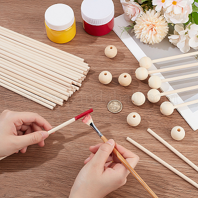 40шт круглые деревянные палочки WOOD-BC0001-35-1