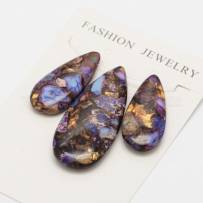 Комплекты подвесок из окрашенной синтетической императорской яшмы и бронзита G-L359-02E-1