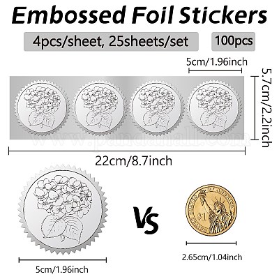 Круглые наклейки с тиснением из серебряной фольги DIY-WH0503-010-1