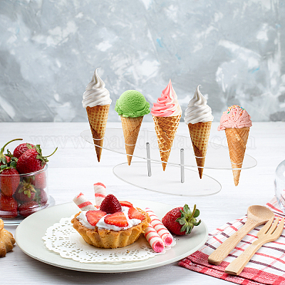 透明なアクリル アイス クリーム コーンのディスプレイ スタンド 5穴