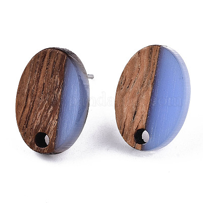 Серьги-гвоздики из смолы и ореха MAK-N032-004A-A08-1