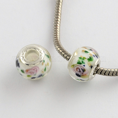 Rondelle Lampwork большого отверстия европейские шарики LPDL-R003-04-1