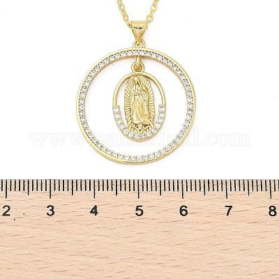 Латунные микропаве прозрачные кубические цирконии кольца подвески ожерелья NJEW-P322-A03-G-1