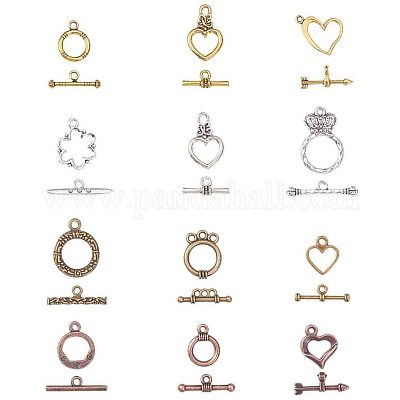 Сплавочные застежка тоггл тибетского стиля TIBE-PH0004-04-WH-1