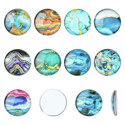 Marmorierte Glascabochons&nbsp;GGLA-YW0002-01-1