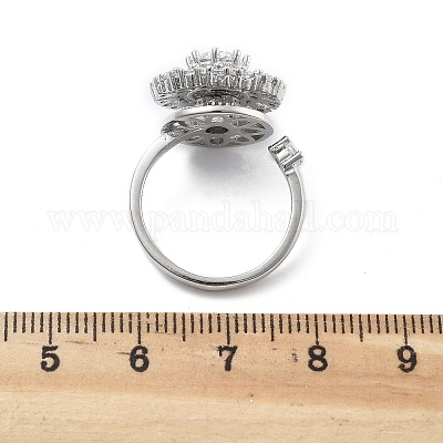 Плоские круглые вращающиеся открытые манжетные кольца для женщин RJEW-S402-08P-1