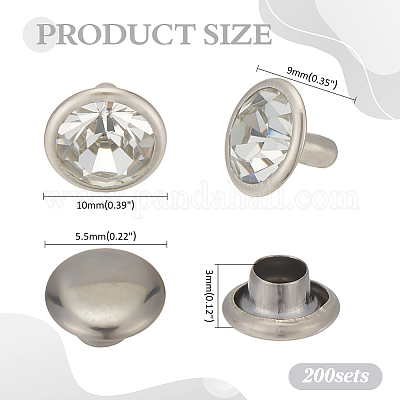 200 комплект латунных заклепок со стразами KK-ME0002-80-1