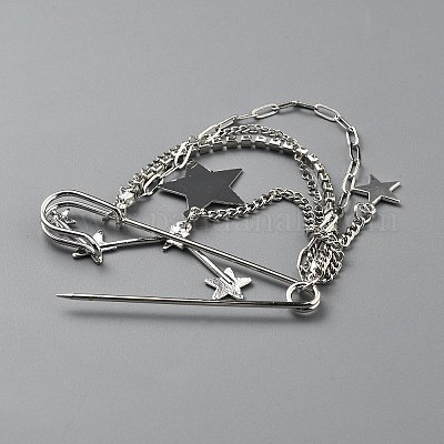Звездный сплав горный хрусталь кисточка цепочка броши для одежды&nbsp;JEWB-WH0045-18B-P-1