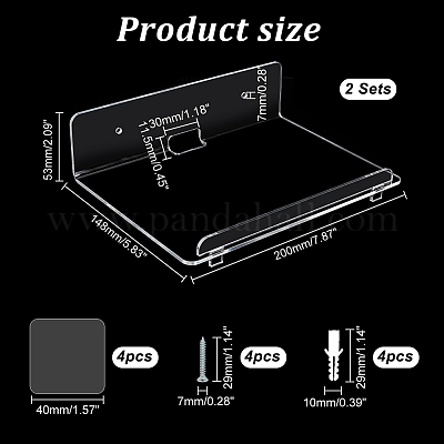 2 упаковка прозрачных акриловых плавающих подвесных полок DIY-WH0488-06-1