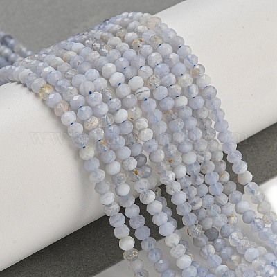 Граненые рондели из натуральных синих кружевных агатовых бусин G-F289-04A-1